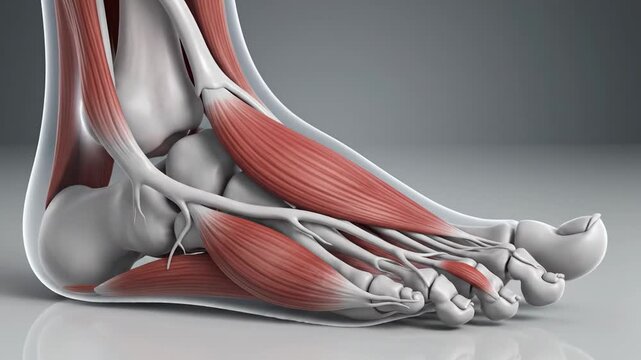 Medical Animation of Human Flexor Hallucis Longus Muscle and Tendon