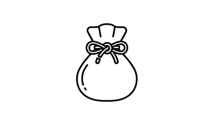 Simple Line Art Drawing of a Drawstring Pouch.