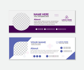 Morden email signature design with ellipse shape and Professional business facebook cover page timeline web ad banner template