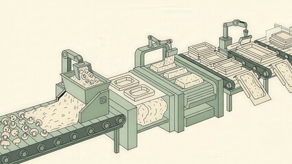 Factory manufacturing process of mushroom-based packaging, showcasing sustainable production and eco-friendly biodegradable packaging technology.