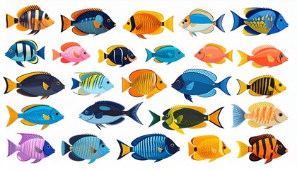 Fototapeta premium Tropical fish collection isolated on white