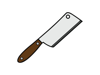 Vector illustration of a cleaver knife with wooden handle and silver blade. Perfect for cooking, kitchen, butcher, culinary icons.