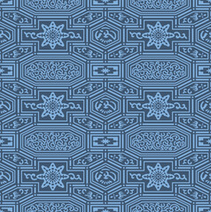 Japanese Luxury Flower Mosaic Vector Seamless Pattern