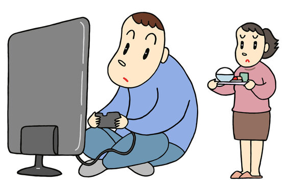 社会問題のイラスト - パラサイトシングル・閉じこもり・8050問題