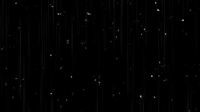 Vintage film dust and scratch texture animation on black background, old movie grain particles with subtle noise lines, retro damaged film look for overlay