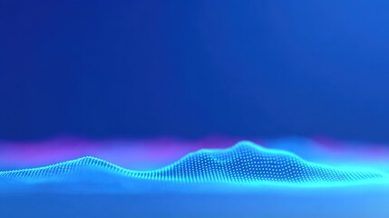 Abstract Digital Landscape with Blue and Purple Waves in 3D Space