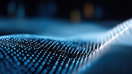 Abstract Digital Wave with Dots and Light on a Dark Background