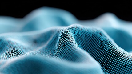 Close-Up of Textured Aqua Fabric Creating Wavy Patterns and Depth