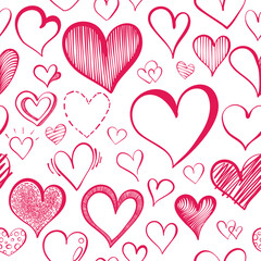 Seamless Hand Drawn Heart Background Doodle Vector Illustration eps10