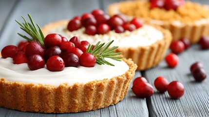 Delicious Cranberry Tarts with Creamy Filling and Fresh Berries