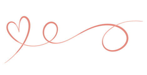 Isolated pink red gradient heart swirl romantic illustration banner or boarder