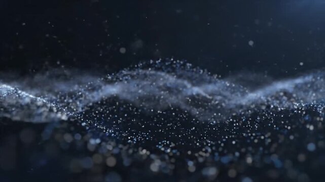 Soft Light Abstract Particle Field Background with Gentle Attraction and Repulsion Forces, Scientific Motion Loop