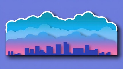 Abstract City Skyline with Colorful Clouds and Gradient Backgrounds