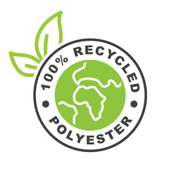100% recycled polyester vector, icon, sticker.