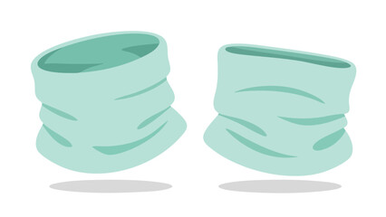 Minimalist aqua-hued neck gaiter illustration showcasing flexible wear for protection and versatile style, perfect for diverse outdoor activities
