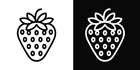 strawberry flat icon minimal outline set for web app and print