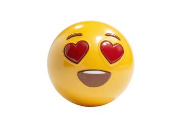 Fototapeta premium Yellow emoji face with red heart eyes and open mouth on black background image 2