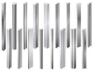 金属製の棒状の鋼材イラスト