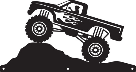 truck monstertruck climbing rocks silhouette vector emblem © AIcon Star
