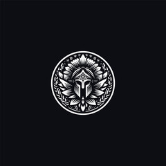 Spartan flower logo style icon design template vector illustration