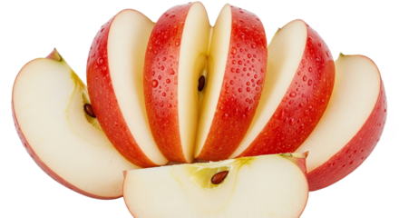 Sliced Red Apple Eight Wedges Fresh-cut Transparent Background