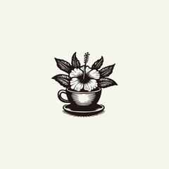 Coffee flower logo style icon design template vector illustration