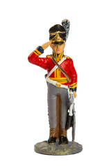 Toy soldier on a white background