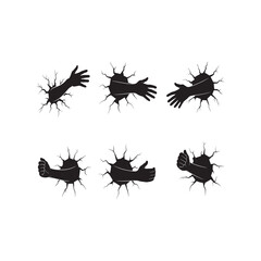 Human Shadow Reaching Through Wall Crack Silhouette.