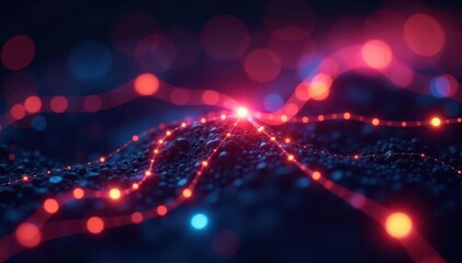 Digital network nodes glowing, interconnected , global, digital group