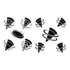 Pizza slice swirling in circles with curved spin lines around it.