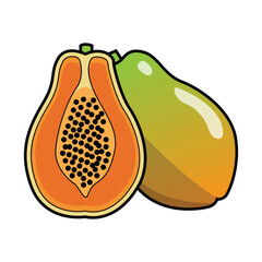 Cutaway Papaya Illustration