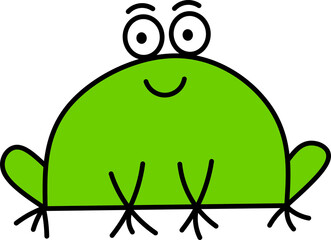 Cute Green Cartoon Frog with Big Eyes