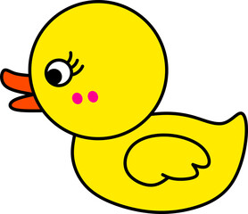 Cute Yellow Cartoon Duckling Character