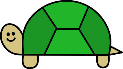 Cute Cartoon Green Turtle with a Happy Face