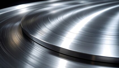 Close-up of metallic circular structures, showing reflective surfaces