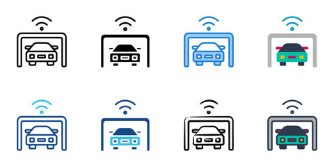 smart parking lot icons set multiple style vector collection. 
