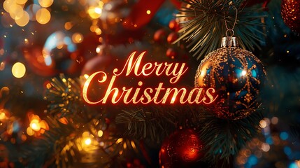 Glowing Christmas Tree Scene Luminous Bokeh, Holiday Sparkle, Christmas Decorations