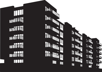 Fototapeta premium Modern Apartment Buildings Silhouette at Sunset