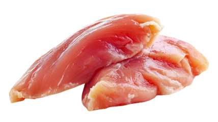 Raw chicken breast fillets fresh pink poultry meat protein food close up high resolution isolated on white background