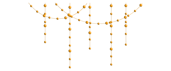 Elegant gold pearl garland decoration on transparent background for festive designs