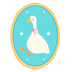 Cartoon Goose in Frame Illustration