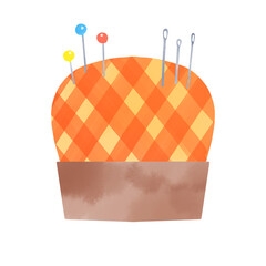 Cute Checkered Pincushion Illustration
