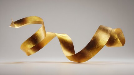 Golden ribbon flowing in a spiral shape, creating an elegant abstract metallic background