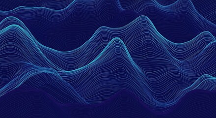 Abstract wavy lines in gradient blue, creating a sense of depth and flow in modern design