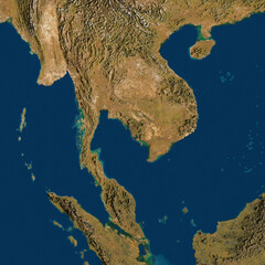 3D rendering of a highly detailed map of Thailand. Elements of this image furnished by NASA.