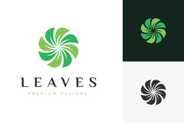Abstract Leaf Logo Icon Design with Swirling Green Circle Concept for Eco Brand and Agriculture Identity