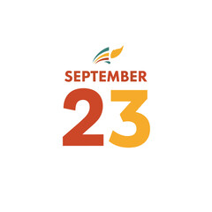 Fototapeta premium Vibrant calendar marker highlighting September twenty-third with a dynamic, stylized graphic element above, signaling a significant autumnal date or