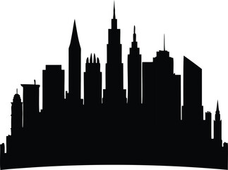 Obraz premium Black silhouette of a city skyline illustration