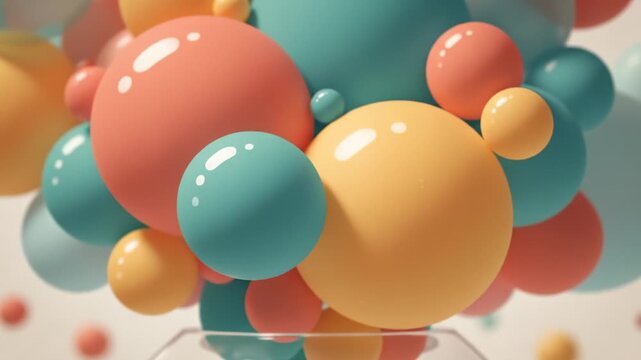 Colorful Spheres Emerge From Glass Bowl in Abstract Animation