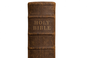 Antique Holy Bible book cover with transparent background view image